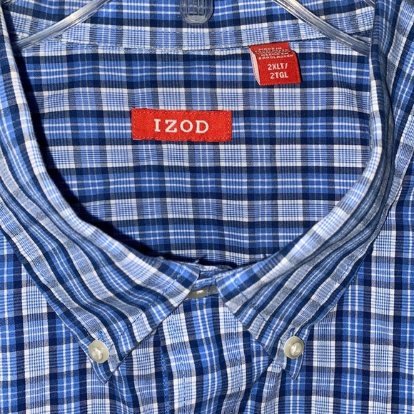 IZOD Blue Button Down Shirt Size: XXL - Picture 2 of 3